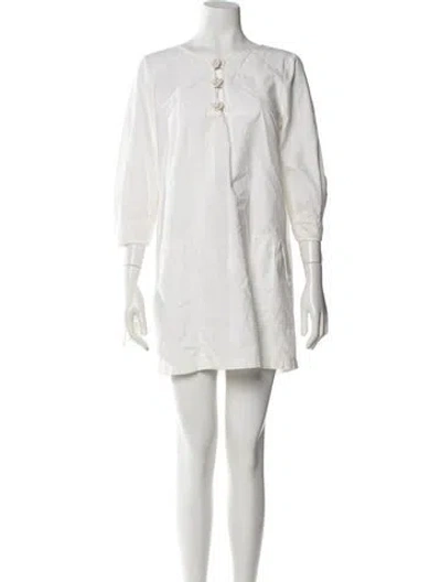 Pre-owned Tibi Crew Neck Mini Dress In White