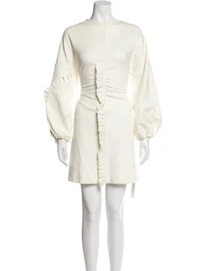 Pre-owned Tibi Crew Neck Mini Dress In White