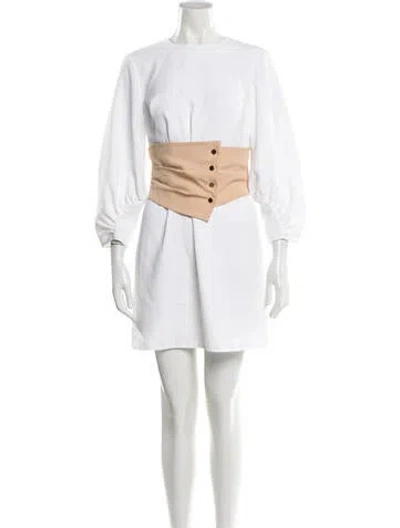 Pre-owned Tibi Crew Neck Mini Dress In White