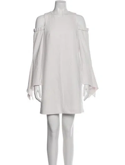 Pre-owned Tibi Crew Neck Mini Dress In White