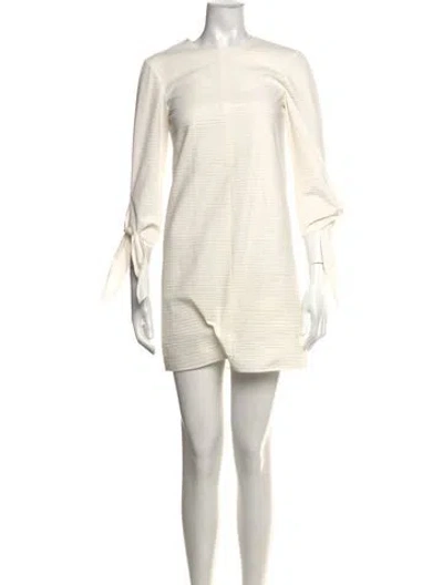 Pre-owned Tibi Crew Neck Mini Dress In White