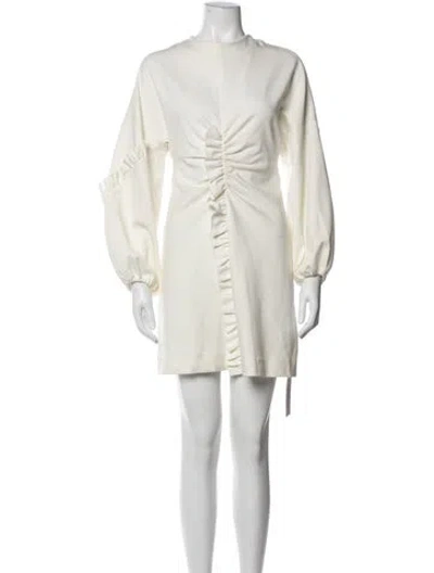 Pre-owned Tibi Crew Neck Mini Dress In White
