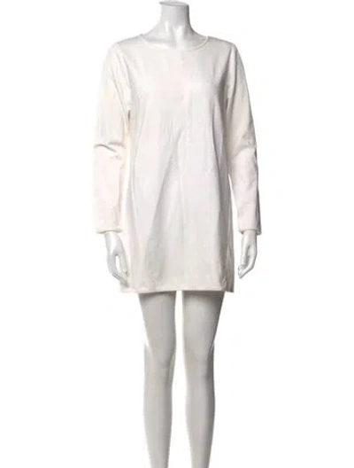 Pre-owned Tibi Crew Neck Mini Dress In White