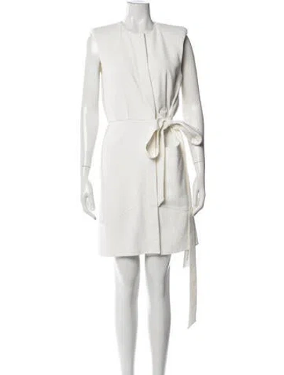 Pre-owned Tibi Crew Neck Mini Dress In White