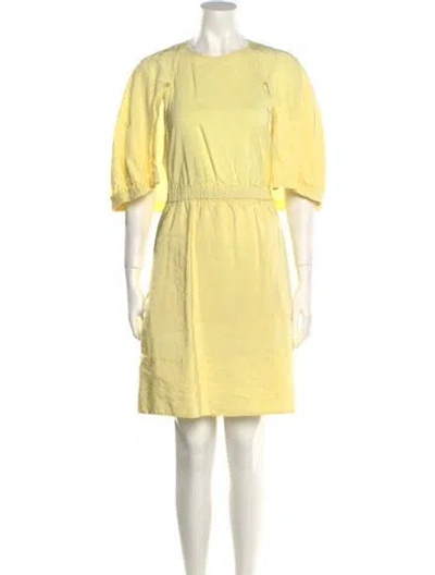 Pre-owned Tibi Crew Neck Mini Dress In Yellow