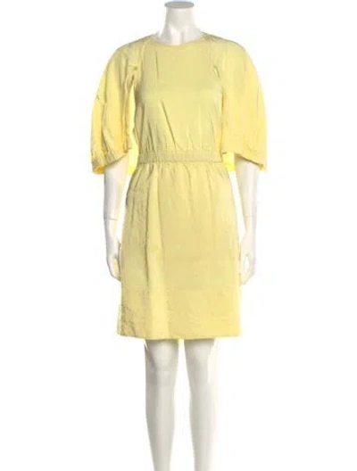 Pre-owned Tibi Crew Neck Mini Dress In Yellow