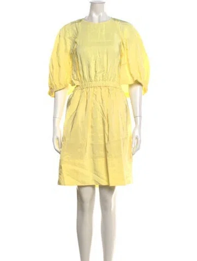 Pre-owned Tibi Crew Neck Mini Dress In Yellow