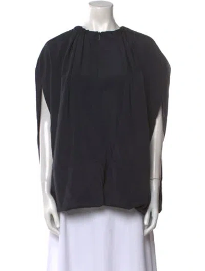 Pre-owned Tibi Crew Neck Short Sleeve Blouse In Black