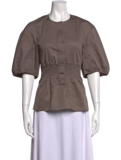 Pre-owned Tibi Crew Neck Short Sleeve Blouse In Neutral