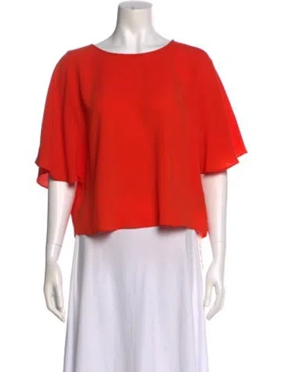 Pre-owned Tibi Crew Neck Short Sleeve Blouse In Orange
