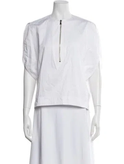 Pre-owned Tibi Crew Neck Short Sleeve Blouse In White