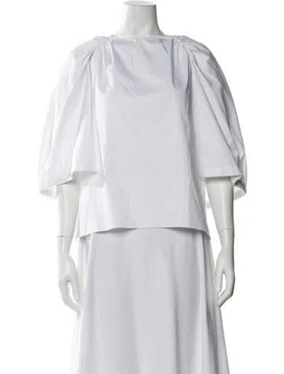 Pre-owned Tibi Crew Neck Short Sleeve Blouse In White