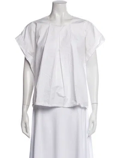 Pre-owned Tibi Crew Neck Short Sleeve Blouse In White