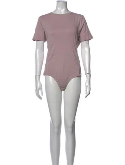 Pre-owned Tibi Crew Neck Short Sleeve Bodysuit In Purple