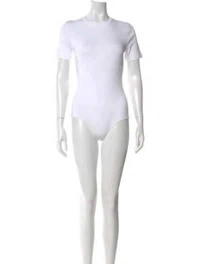 Pre-owned Tibi Crew Neck Short Sleeve Bodysuit W/ Tags In White