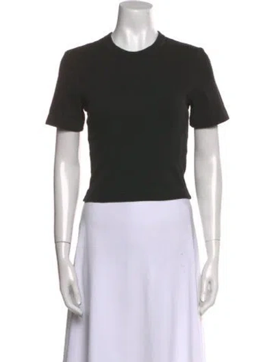 Pre-owned Tibi Crew Neck Short Sleeve Crop Top In Black