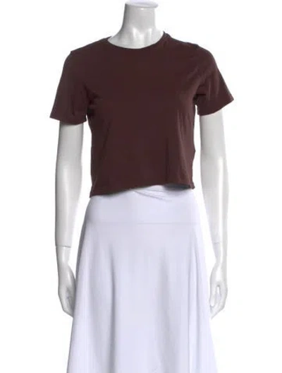 Pre-owned Tibi Crew Neck Short Sleeve Crop Top In Brown