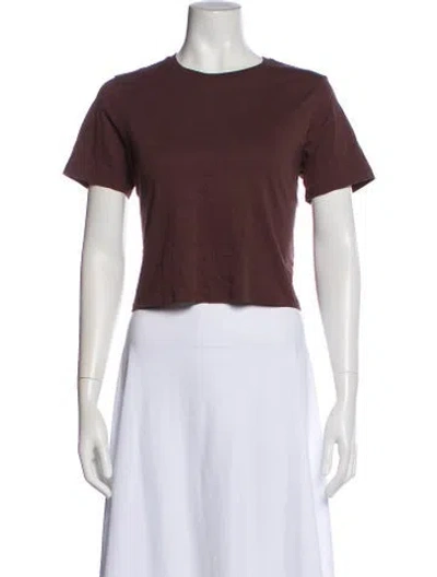 Pre-owned Tibi Crew Neck Short Sleeve Crop Top In Brown