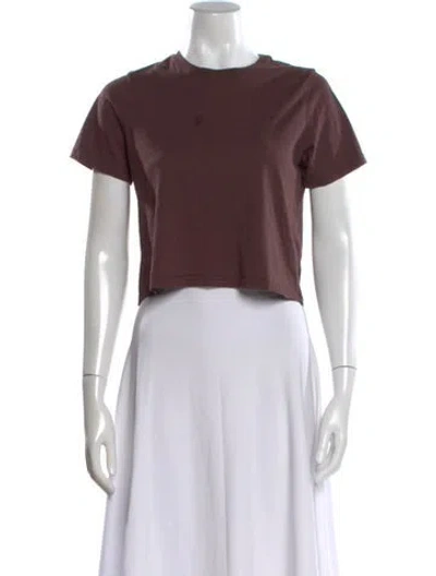 Pre-owned Tibi Crew Neck Short Sleeve Crop Top In Brown