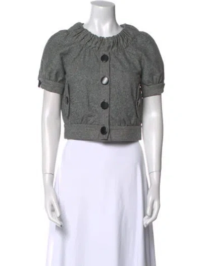 Pre-owned Tibi Crew Neck Short Sleeve Crop Top In Gray