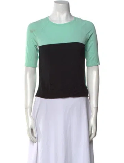 Pre-owned Tibi Crew Neck Short Sleeve Crop Top In Green
