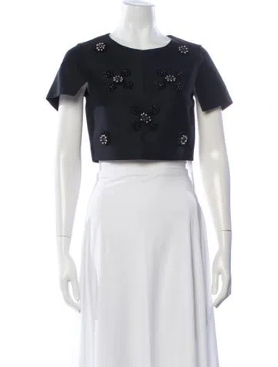 Pre-owned Tibi Crew Neck Short Sleeve Crop Top In Neutral