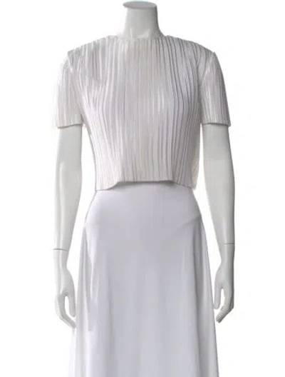 Pre-owned Tibi Crew Neck Short Sleeve Crop Top In White