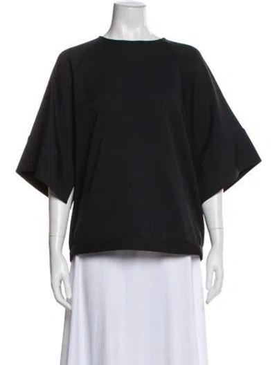 Pre-owned Tibi Crew Neck Short Sleeve Top In Black