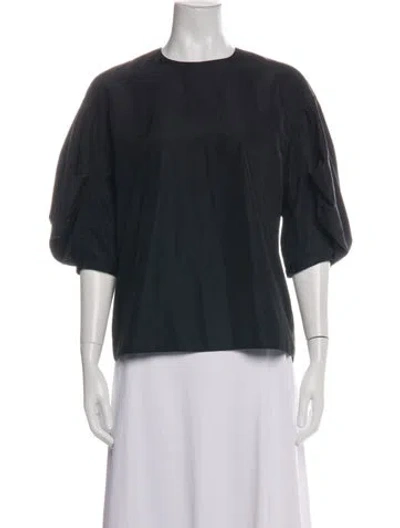 Pre-owned Tibi Crew Neck Short Sleeve Top In Black