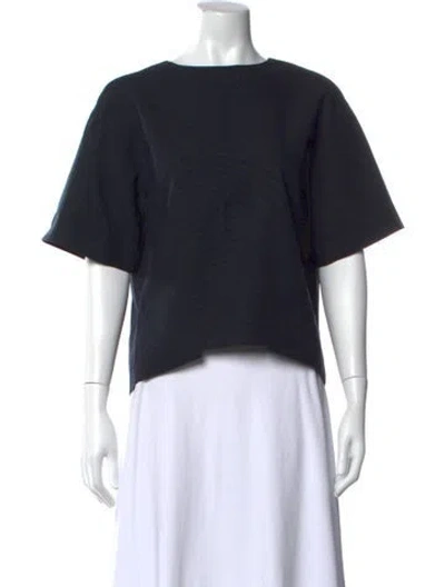 Pre-owned Tibi Crew Neck Short Sleeve Top In Black