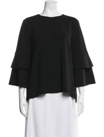 Pre-owned Tibi Crew Neck Short Sleeve Top In Black