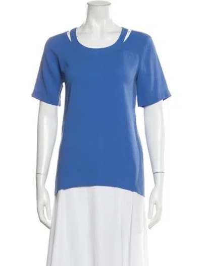 Pre-owned Tibi Crew Neck Short Sleeve Top In Blue