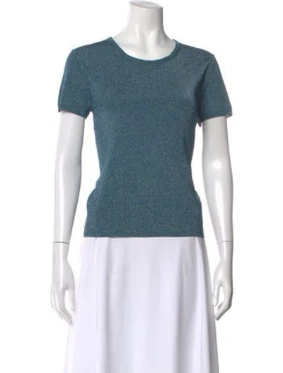 Pre-owned Tibi Crew Neck Short Sleeve Top In Blue