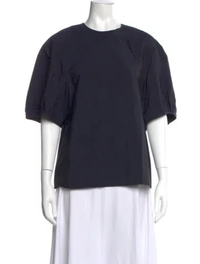 Pre-owned Tibi Crew Neck Short Sleeve Top In Blue