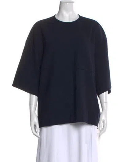 Pre-owned Tibi Crew Neck Short Sleeve Top In Blue