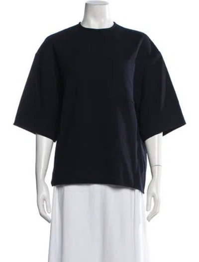 Pre-owned Tibi Crew Neck Short Sleeve Top In Blue