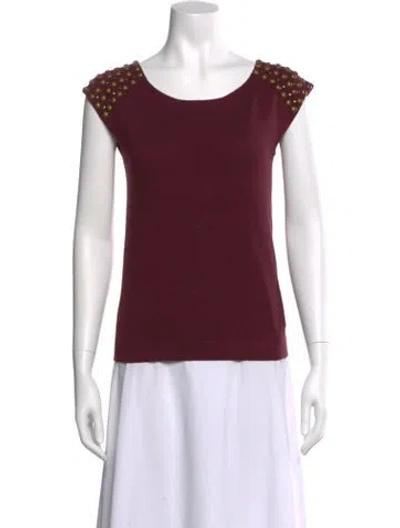 Pre-owned Tibi Crew Neck Short Sleeve Top In Burgundy