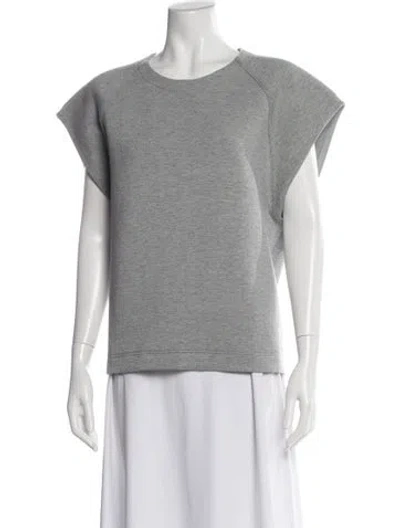 Pre-owned Tibi Crew Neck Short Sleeve Top In Gray