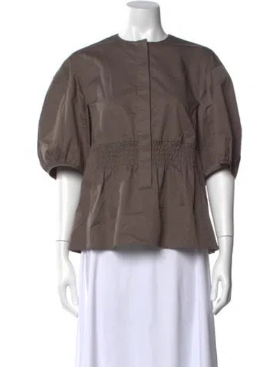Pre-owned Tibi Crew Neck Short Sleeve Top In Gray