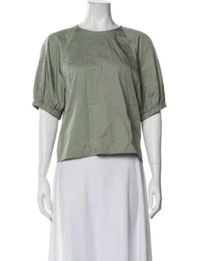 Pre-owned Tibi Crew Neck Short Sleeve Top In Green