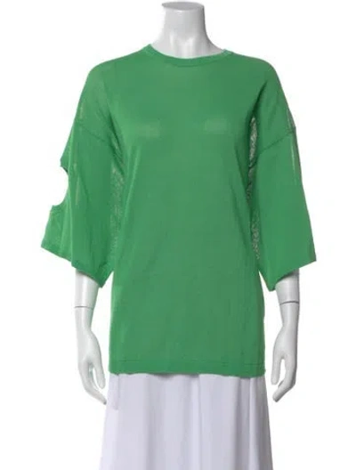 Pre-owned Tibi Crew Neck Short Sleeve Top In Green