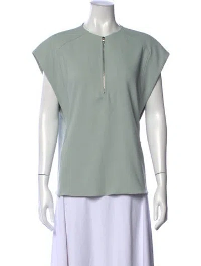 Pre-owned Tibi Crew Neck Short Sleeve Top In Green