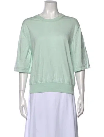 Pre-owned Tibi Crew Neck Short Sleeve Top In Green