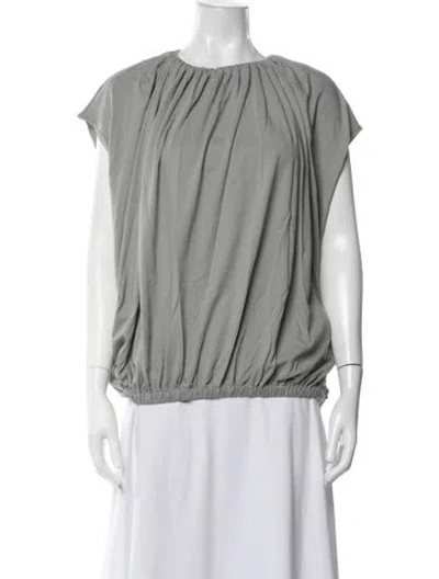 Pre-owned Tibi Crew Neck Short Sleeve Top In Grey