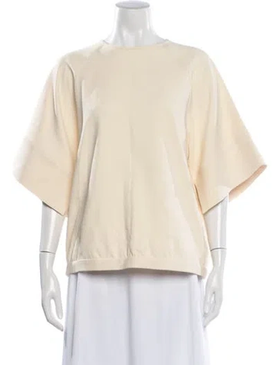 Pre-owned Tibi Crew Neck Short Sleeve Top In Neutrals
