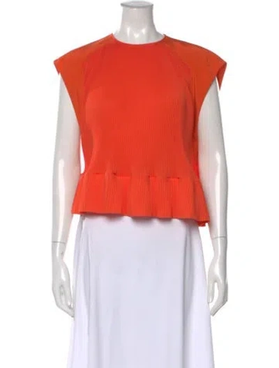 Pre-owned Tibi Crew Neck Short Sleeve Top In Orange