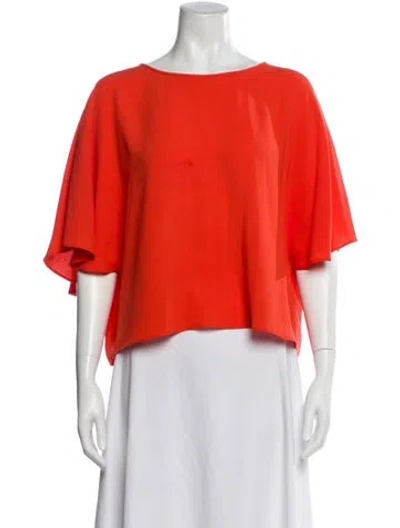 Pre-owned Tibi Crew Neck Short Sleeve Top In Orange