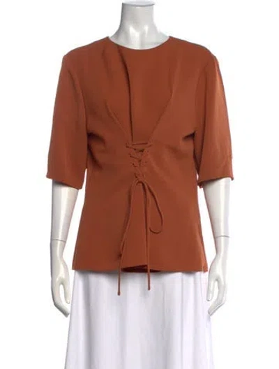 Pre-owned Tibi Crew Neck Short Sleeve Top In Orange