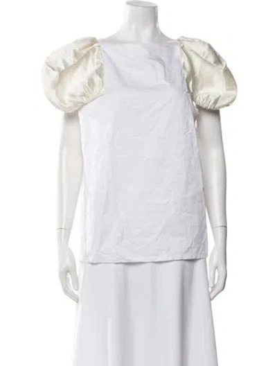 Pre-owned Tibi Crew Neck Short Sleeve Top In White