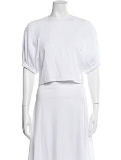 Pre-owned Tibi Crew Neck Short Sleeve Top In White